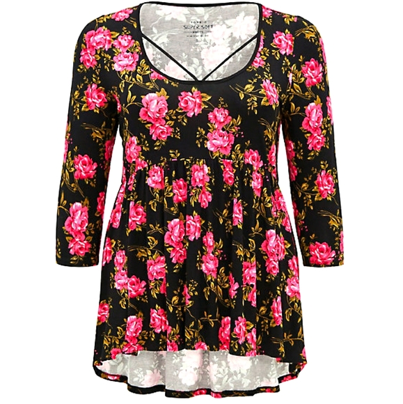 Torrid Super Soft Floral Strappy Babydoll Tee